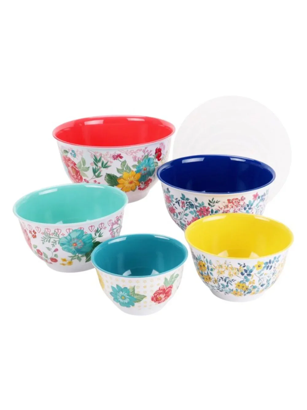The Woman Pioneer Home Fancy Flourish lids 10-Piece Melamine Mixing Bowl Set